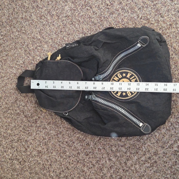 Kipling Vintage 90s Keeper Backpack Large Black Drawstring Buckle Zippers - Picture 10 of 11